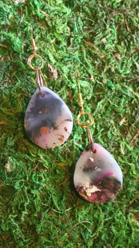 Purple, Black, and Gray Amirite Teardrop Earrings