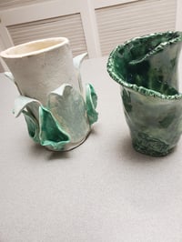 Image 2 of Green Coiled and Floppy Leaf vases