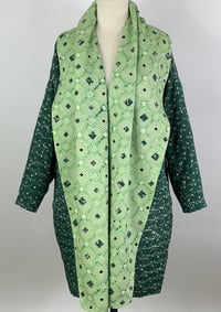 Image 1 of Green Grid Shawl Collar Coat