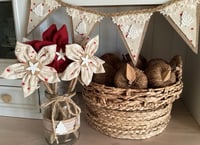 Image 1 of #29 Rustic Christmas Bunting - Natural & Red stars and Gold sparkles