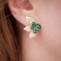 Image 1 of Puces ISADORA - Vert - Or/Argent
