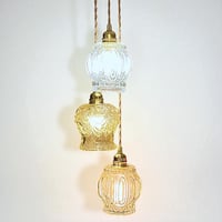 Image 1 of Suspension vintage cascade 3 globes en verre moulé – Années 1960-70 