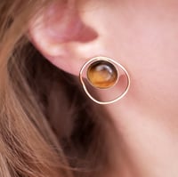 Image 1 of Boucles d'Oreilles Clous ZASKIA - Oeil de Tigre