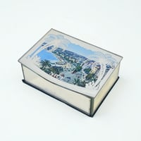 Image 1 of Boîte à bijoux en verre miroir Souvenir de Nice 1920s Promenade des anglais