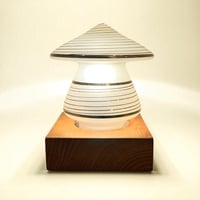 Image 1 of Lampe de table vintage verre de Murano forme champignon et socle bois – années 1960