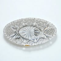 Image 3 of Saladier ovale ancien en cristal taillé  - Coupe à fruits vintage - Cristal de Lorraine 1960