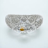 Image 2 of Saladier ovale ancien en cristal taillé  - Coupe à fruits vintage - Cristal de Lorraine 1960