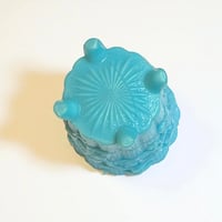 Image 8 of Ancien petit pot en verre opaline bleue fin XIXe - XXe - Opaline de foire - Portieux