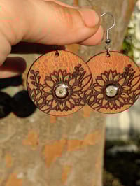 Image 1 of *NEW* Leather Sunflower Earrings