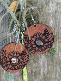 Image 3 of *NEW* Leather Sunflower Earrings