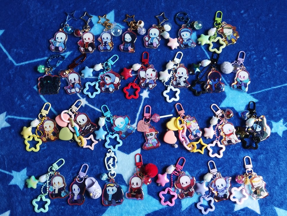 Image of Undertale AUs - Sitting doll Holographic Glitter Charm Series 5cm