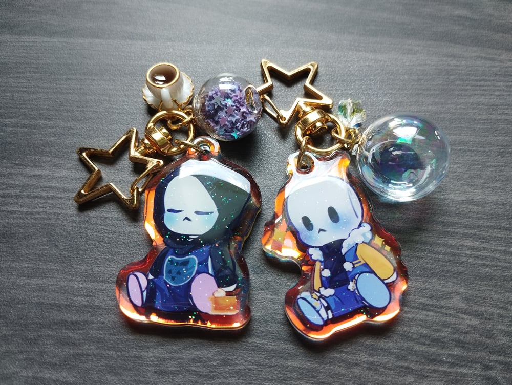 Image of Undertale AUs - Sitting doll Holographic Glitter Charm Series 5cm