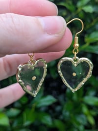 Image 1 of Gold Heart Dangle Earrings