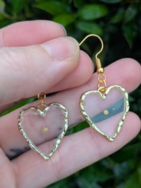 Image 2 of Gold Heart Dangle Earrings