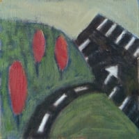 Image 1 of Fall Scene, 2025. Oil on linen. 10 x 10 inches. Unframed.