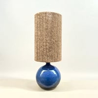 Image 1 of Lampe boule en céramique grès bleu de fer vintage signé Colette Houtmann 1970s
