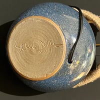 Image 10 of Lampe boule en céramique grès bleu de fer vintage signé Colette Houtmann 1970s