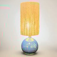 Image 2 of Lampe boule en céramique grès bleu de fer vintage signé Colette Houtmann 1970s