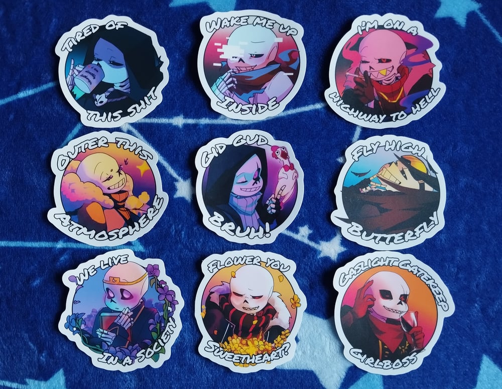 Image of Undertale Multiverse- Other Sanses AU Meme stickers - Die Cut Sticker, Matte pp Sticker 7.4cm