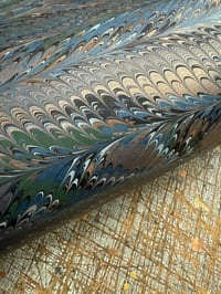 Image 1 of Hand Marbled paper one-of-a-kind 'Dark Plumes '