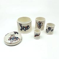 Image 1 of Set de 4 pots de mesure anciens japonisant Faïence de Lunéville Keller & Guérin XIXe siècle