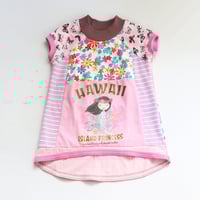 Image 1 of patchwork 7/8 courtneycourtney capsleeve raglan short sleeve high low tunic top tee tshirt sanrio 