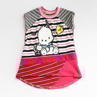 Image 4 of patchwork 7/8 courtneycourtney capsleeve raglan short sleeve high low tunic top tee tshirt sanrio 