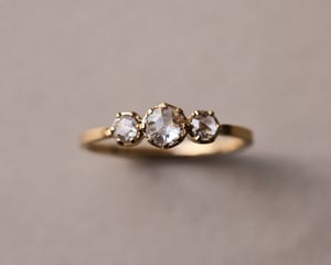 Image of 18ct yellow gold. rose-cut White Diamond Trilogy ring (LON226)
