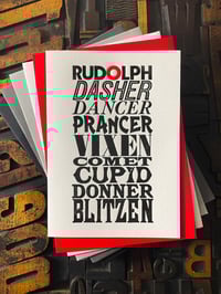 Image 1 of Santa's Reindeer | letterpress Christmas card