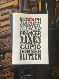 Image 5 of Santa's Reindeer | letterpress Christmas card