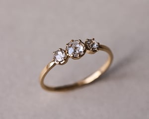 Image of 18ct yellow gold. rose-cut White Diamond Trilogy ring (LON226)