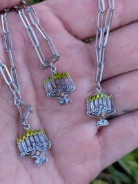 Image 1 of .925 Sterling Silver Menorah and Mustard Seed Necklace