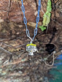 Image 2 of .925 Sterling Silver Menorah and Mustard Seed Necklace
