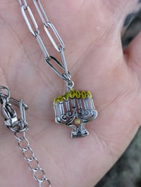 Image 3 of .925 Sterling Silver Menorah and Mustard Seed Necklace
