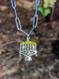 Image 5 of .925 Sterling Silver Menorah and Mustard Seed Necklace