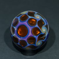 Image 2 of Metallic Elvis Amber Purple Pinwheel Marble