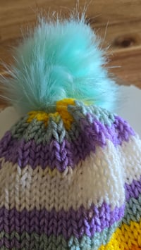 Image 2 of Pastel skies knit hat