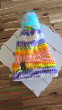 Image 4 of Pastel skies knit hat