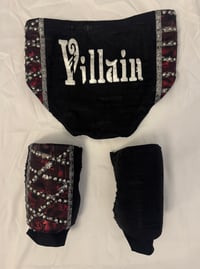 Image 1 of Red/Silver Ring Worn Villain Trunks & Knee Pads
