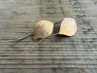 Image 2 of Solid brass leaf and sterling silver earrings n4