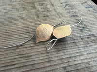 Image 1 of Solid brass leaf and sterling silver earrings n4