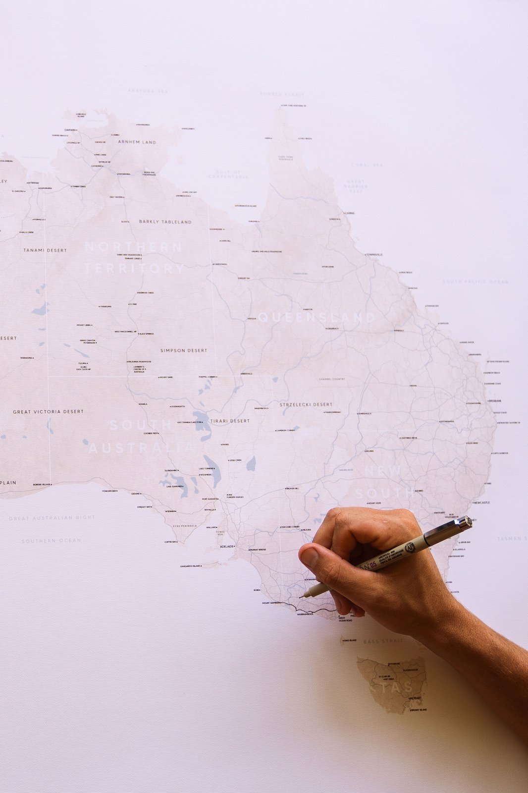 Lapmap - Stretched/Framed Canvas Map of Australia | Troopy Gear
