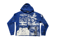 Image 1 of Sade Adu 2pac Black Samurai Akira Black Panther Party custom screen print blue/white hoodie