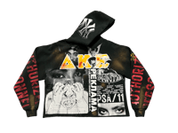 Image 1 of Sade Adu Akira Black Panther party black samurai Alpha Kappa Psi  screen print black/red hoodie
