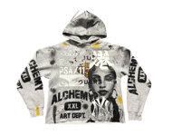 Image 1 of Copy of Sade Adu St. Jude Jaguars Kanji art dept  screen print gray/black hoodie