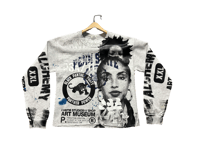 Image 1 of Sade Adu black panther party Penn State screen print gray/black hoodie