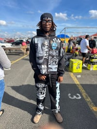 Image 5 of Copy of Sade Akira NY ewing blue devils screen print black/white sweatpants