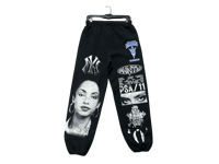 Image 1 of Copy of Sade Akira NY ewing blue devils screen print black/white sweatpants