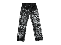 Image 2 of Levi's 505 Y2K heavy metal screen print upcycled black denim jeans 
