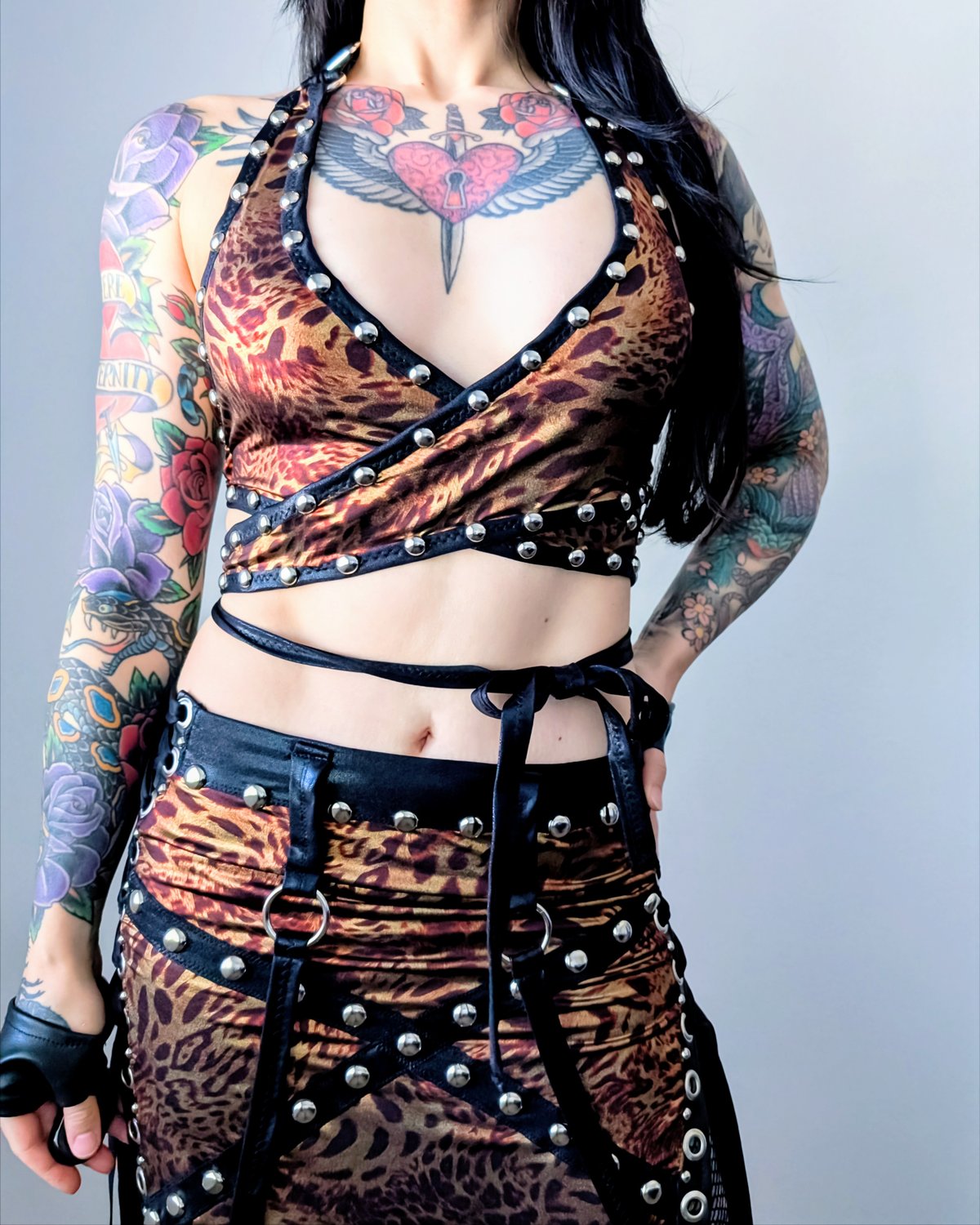 Bronze Cheetah Crisscross Top